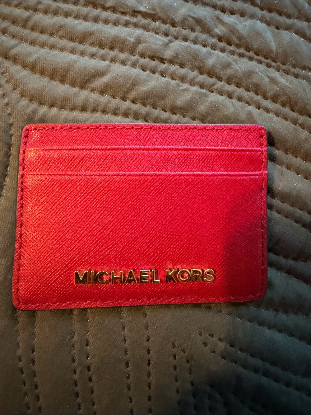 Michael Kors Red Card Holder with Gold Logo